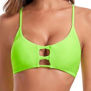 RELLECIGA Women's Strappy Bikini Top Neon Green M NWT